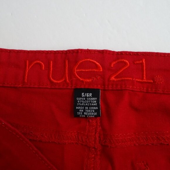 Rue21 Red Super Skinny Jeans Juniors Women Size 5-6 Regular Pockets - Picture 4 of 10